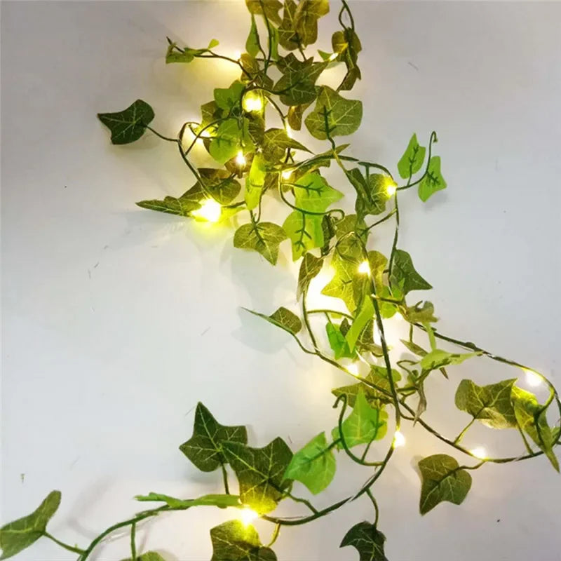 Green Leaf Lights Artificial Vine Fairy Lights Battery Powered