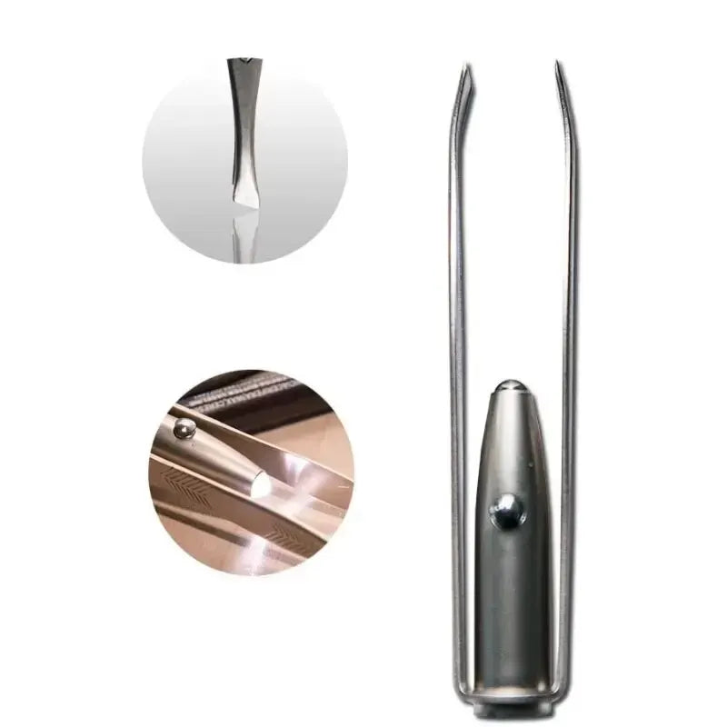 Portable Stainless Steel Smart Design Eyebrow Hair Remove Tweezer with LED Light Makeup Tool