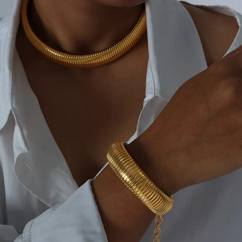 Hip-hop Punk Style Thread Thick Necklace Choker Bracelet