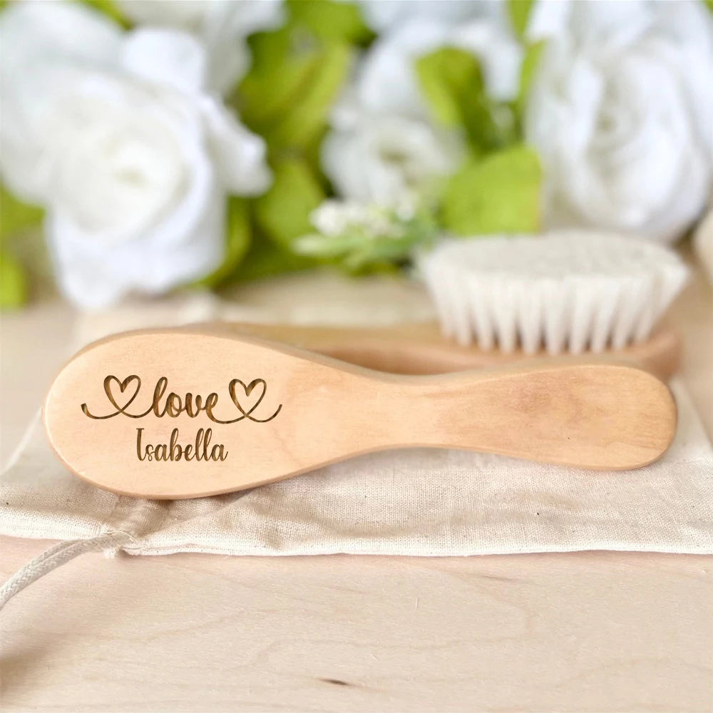 Personalized Baby Hairbrushes Custom Name Wooden Hairbrush