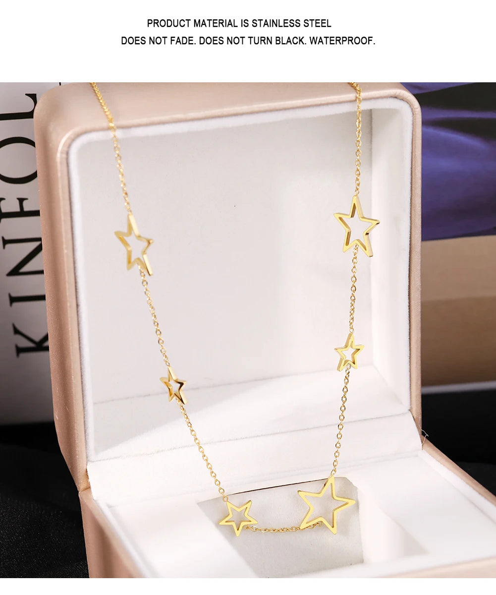 Short Star Necklace Eye Catching Designer Brand Name Necklace High Quality Silver Metal Star Shape Short Necklaces for Women