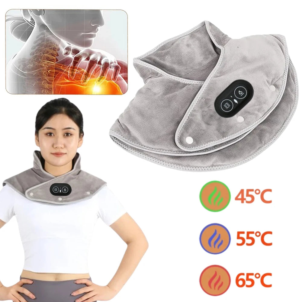 Electric Heating Shoulder Neck Pad Massager, Three Gear Hot Compress Cervical Shawl Warmer USB