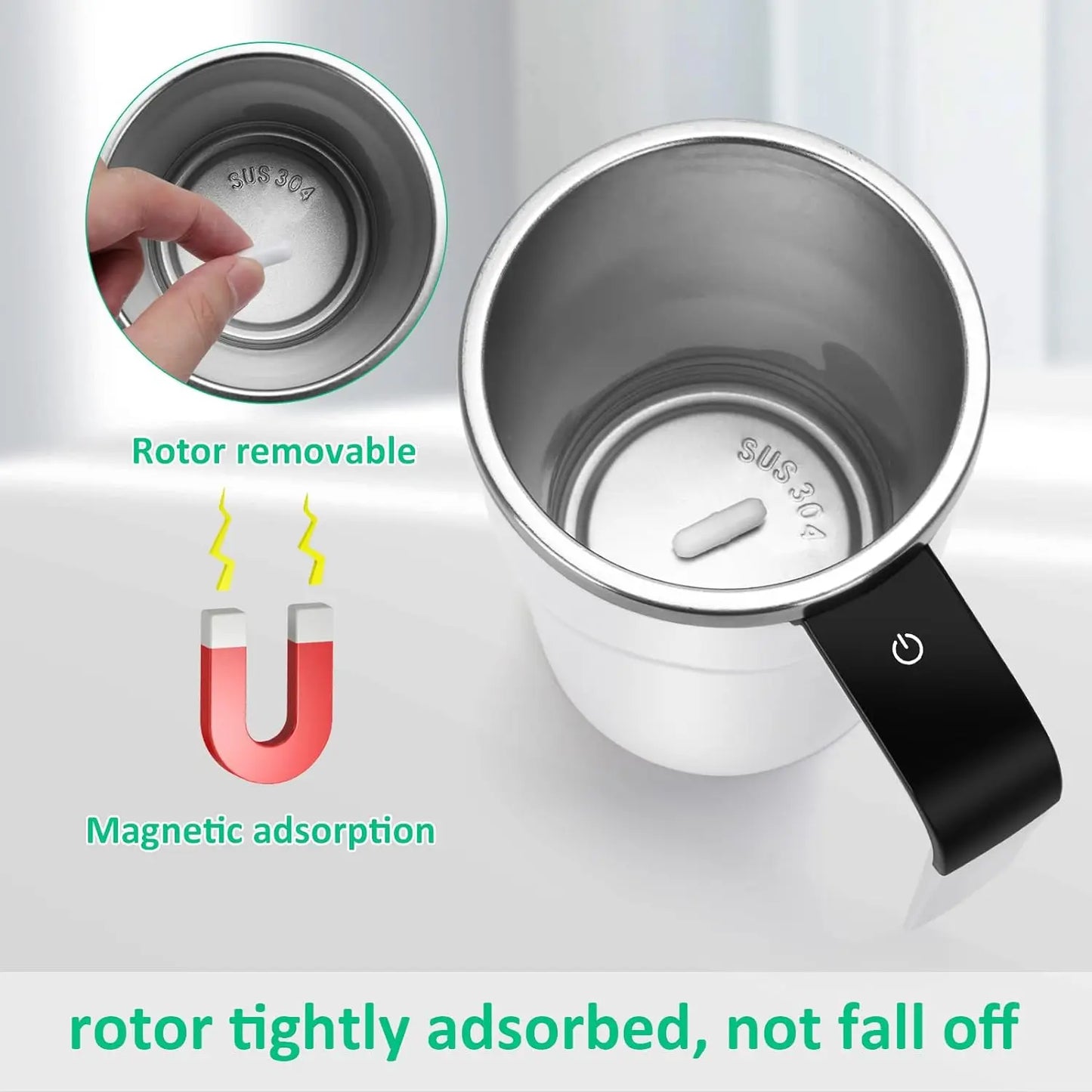 USB Rechargeable Smart Thermal Mug with Automatic Self Stirring Magnetic Mug Self Mixing Coffee Mug Food Safe LCD Screen