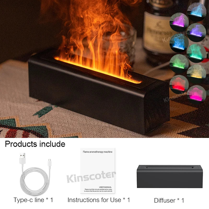 Essential Oil Aroma Diffuser Flame Air Humidifier Realistic Fire Night Light