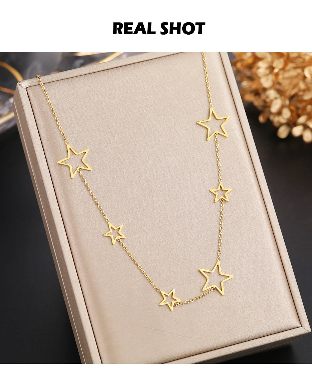 Short Star Necklace Eye Catching Designer Brand Name Necklace High Quality Silver Metal Star Shape Short Necklaces for Women