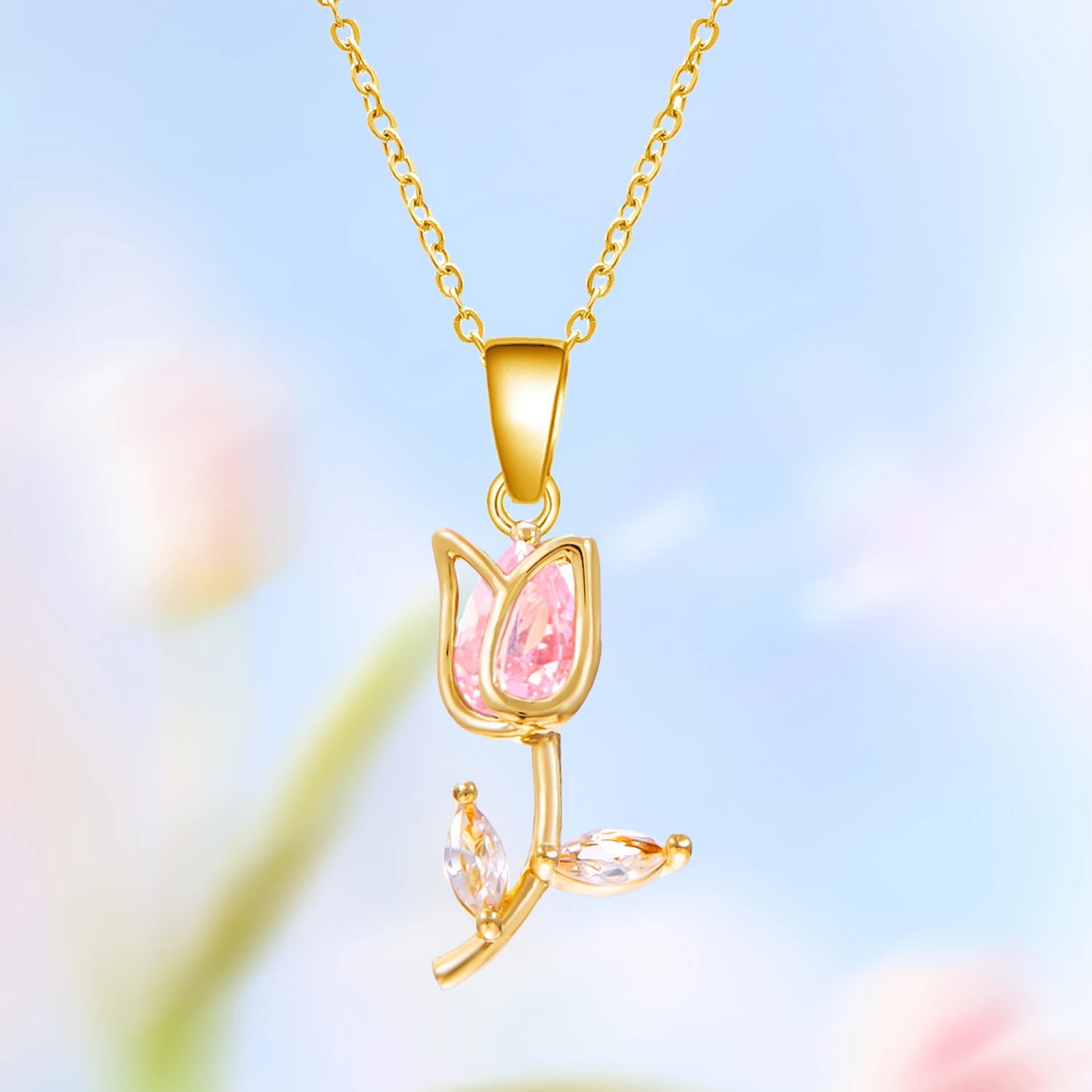 Light Luxury Tulip Flower Pendant Necklace