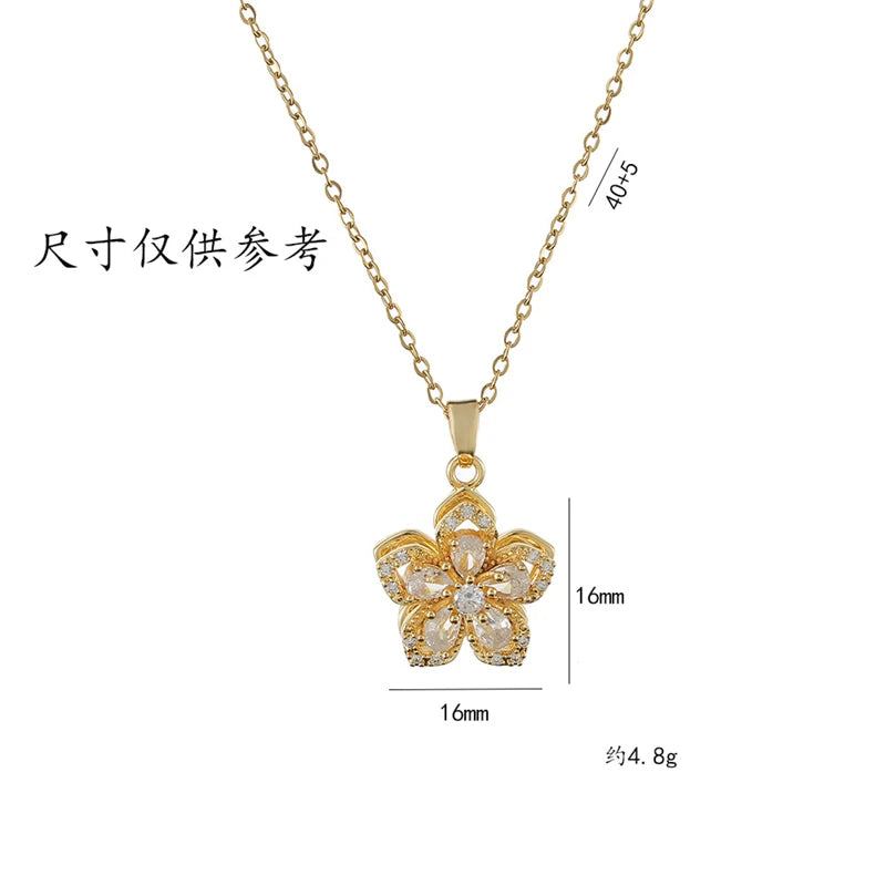 Exquisite Rotating Flower Pendant Necklace