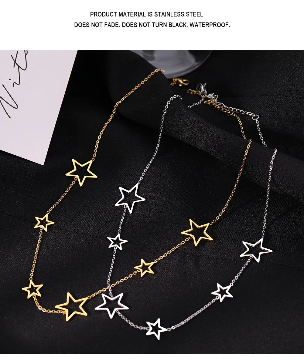 Short Star Necklace Eye Catching Designer Brand Name Necklace High Quality Silver Metal Star Shape Short Necklaces for Women