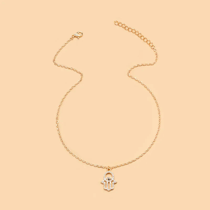 Vintage Hollow Hamsa Hand Clavicle Chain Choker