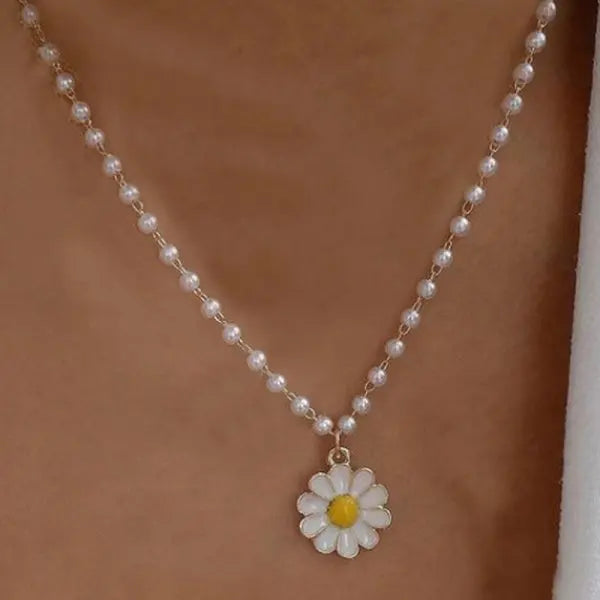 Double Layer Daisy Flower Chain Necklace