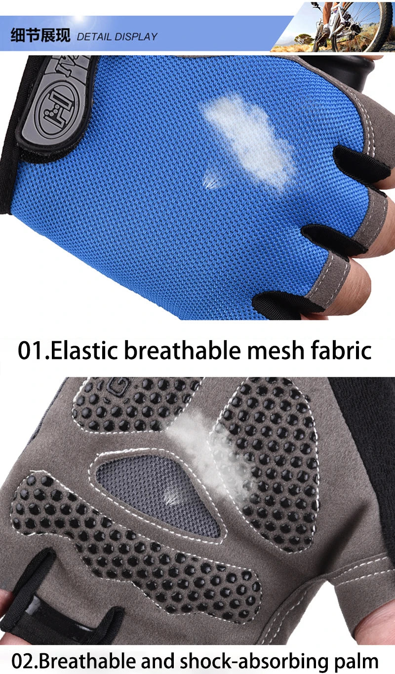 Men Cycling Bicycle Gloves Half Finger Gloves Anti-Slip Glove