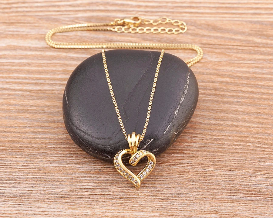 Spiral Design Heart Pendant Necklace for Women