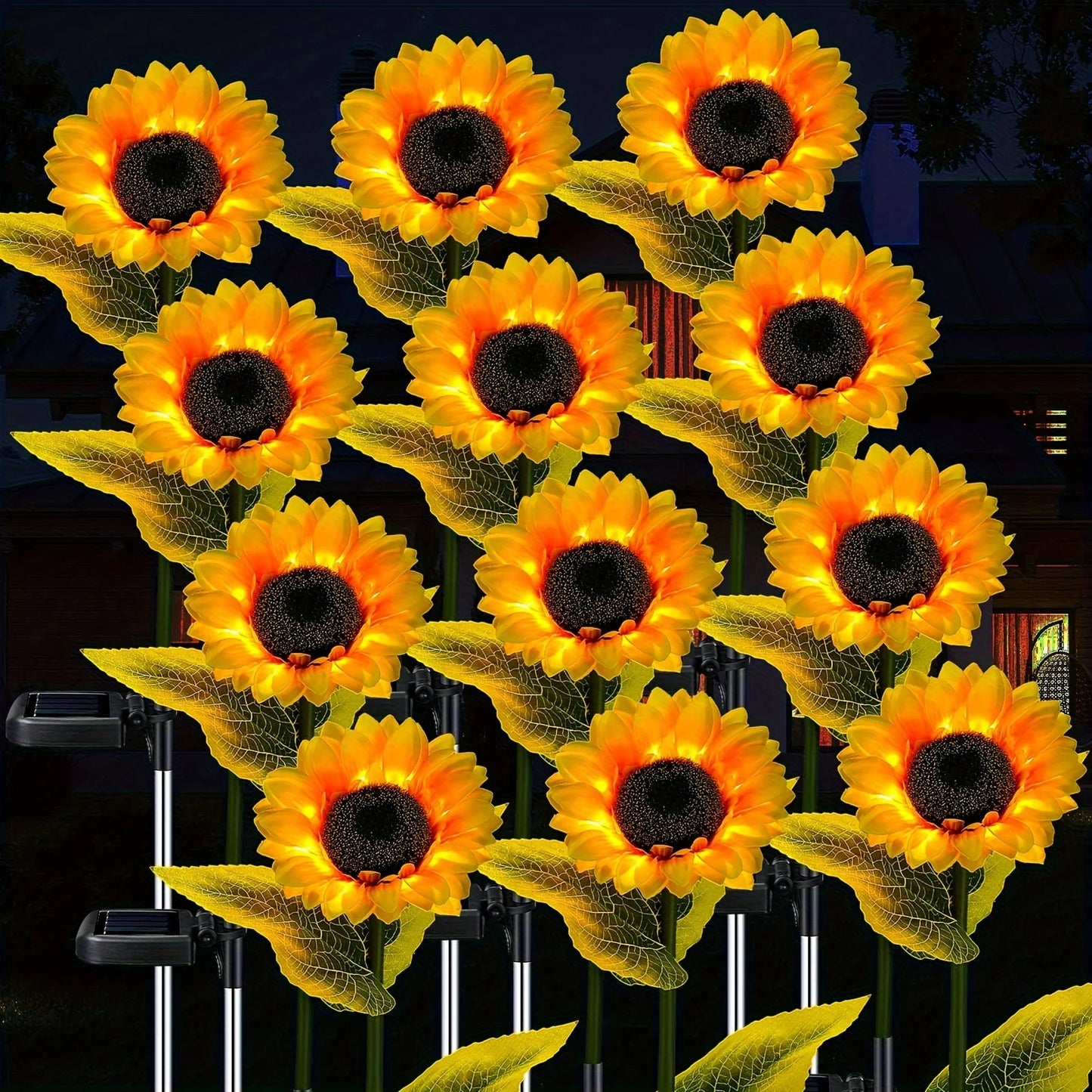 Sunflower Solar Lights Outdoor Decor 1/3 LED Sunflower Yellow Flower Lights Decorative For Patio Lawn Garden Pathway Decoration