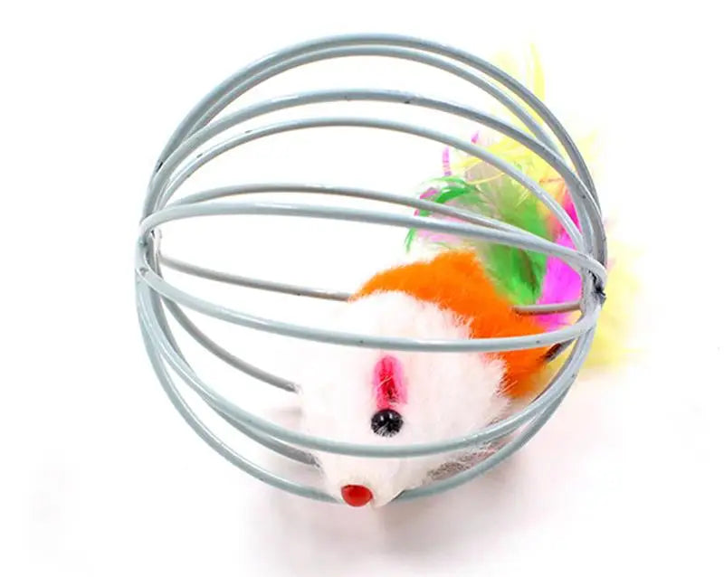 1pc Cat Toy Stick Feather Wand with Bell Mouse Cage Toys Random Color