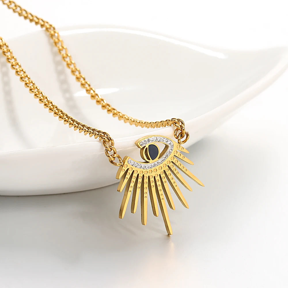 Stainless Steel Evil Eyes Pendant Necklace
