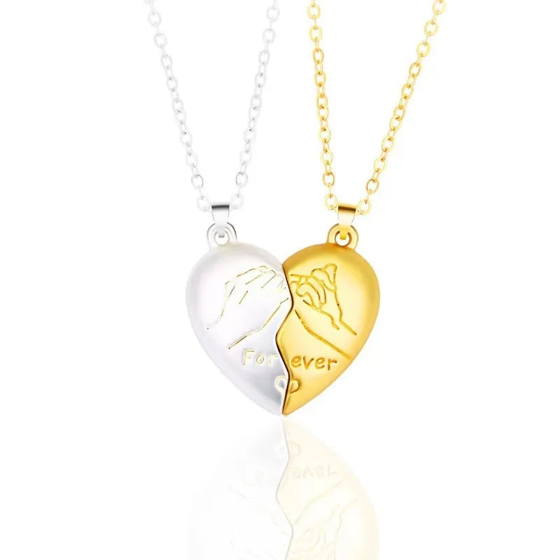 Quality Couple Pendant Necklace Electrocardiogram, Magnetic Heart