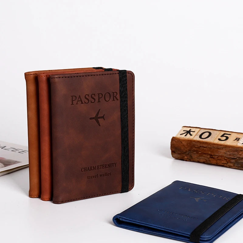 Leather Wallet Travel Passport Purse Card