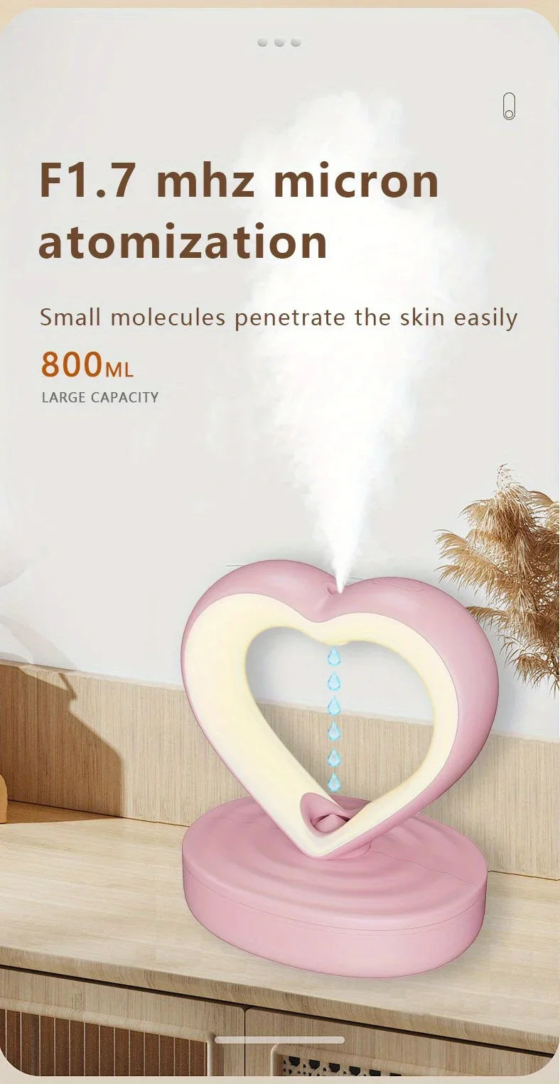 Creative Heart Shaped Anti-Gravity Humidifier LED Water Drop Air Humidifier