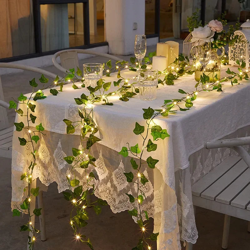 Green Leaf Lights Artificial Vine Fairy Lights Battery Powered