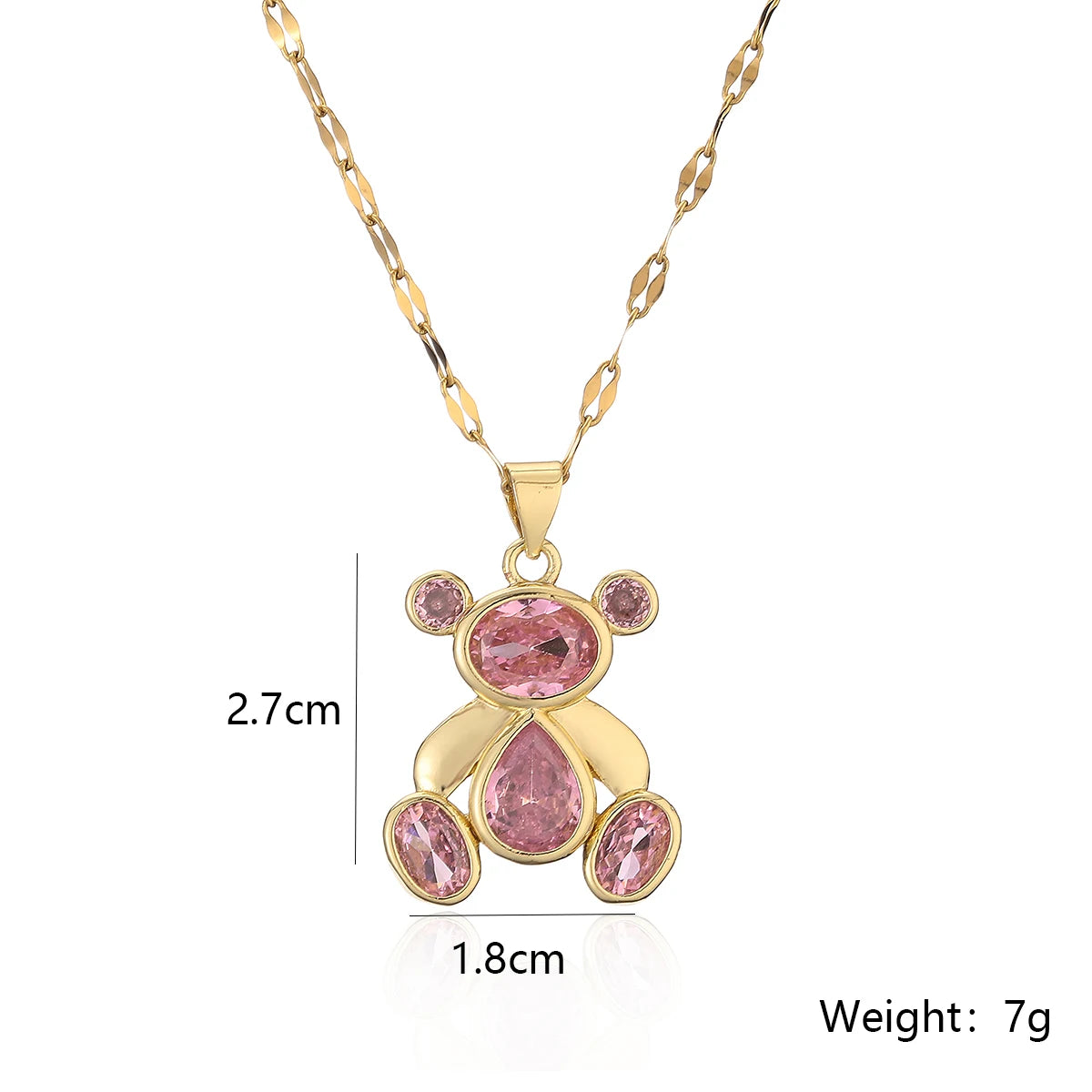 Stylish Cute Bear Pendant Necklace Stainless Steel Chain