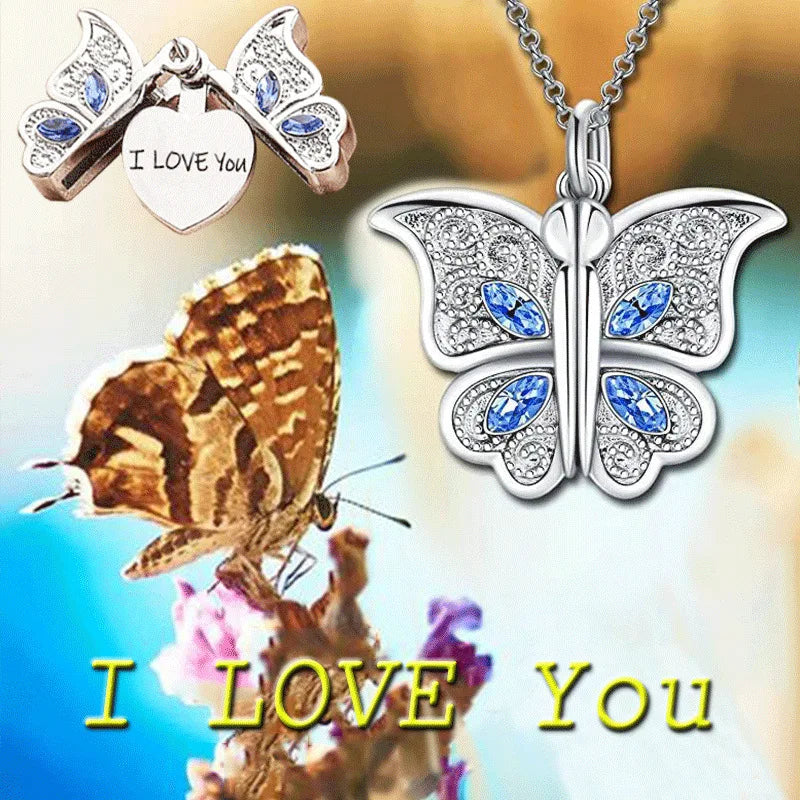 Charm Butterfly, I Love You Love Pendant Necklace Exquisite