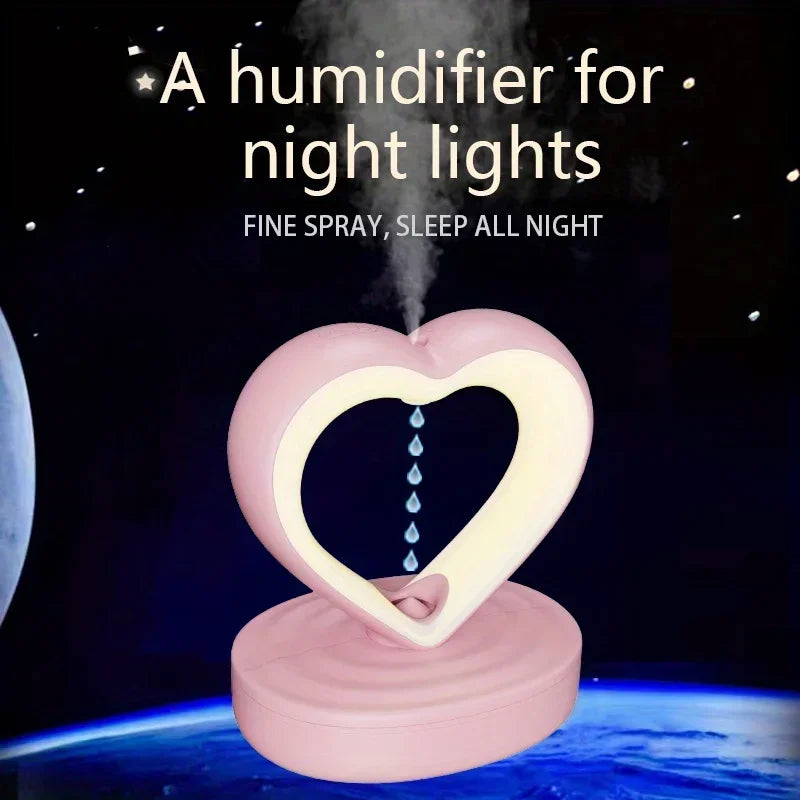 Creative Heart Shaped Anti-Gravity Humidifier LED Water Drop Air Humidifier