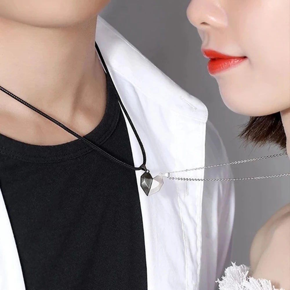 Quality Couple Pendant Necklace Electrocardiogram, Magnetic Heart