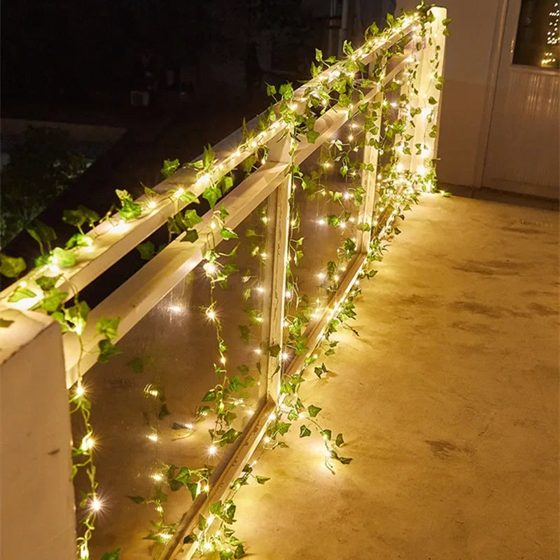 Green Leaf Lights Artificial Vine Fairy Lights Battery Powered