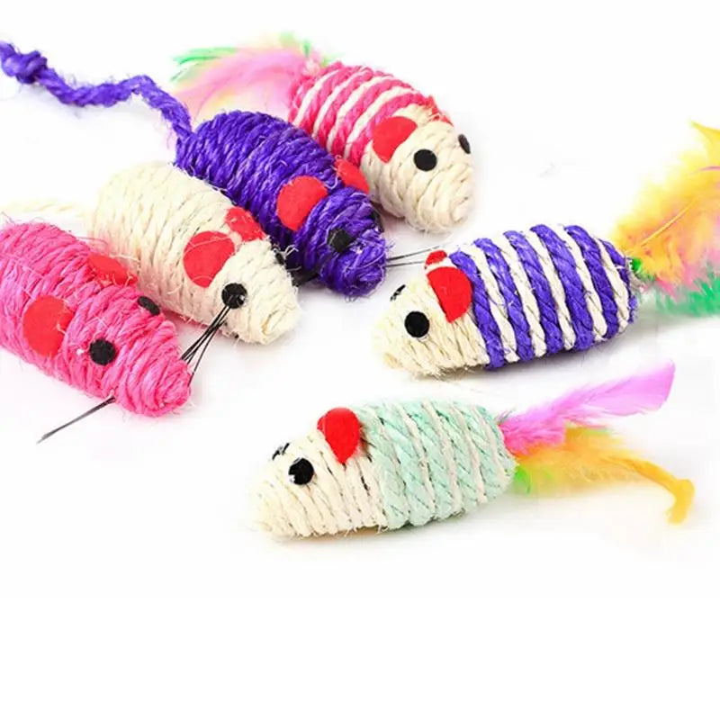 1pc Cat Toy Stick Feather Wand with Bell Mouse Cage Toys Random Color