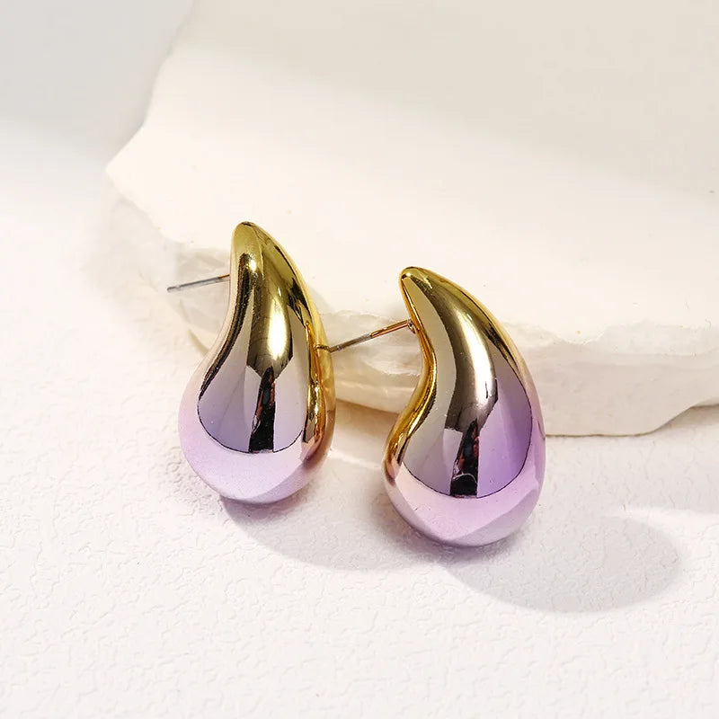 Thick Colorful Teardrop Earrings, Gradient Waterdrop Drop