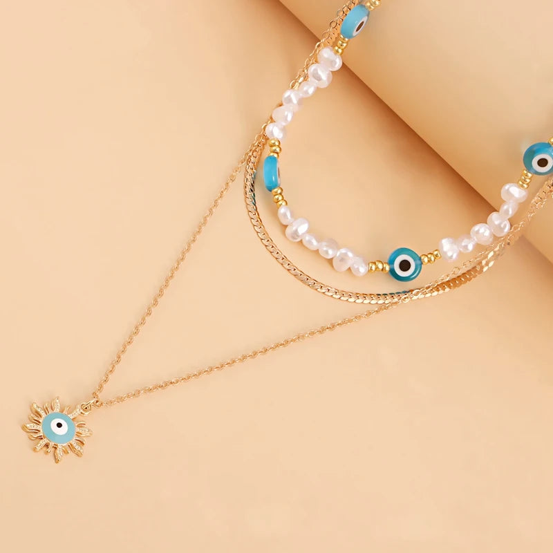 Double Layer Daisy Flower Chain Necklace