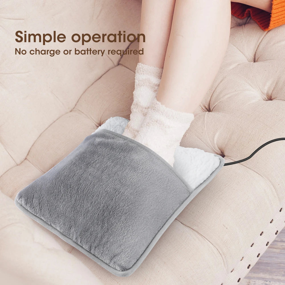 Winter Electric Foot Heating Pad USB Charging Soft Plush Washable Foot Warmer Heater