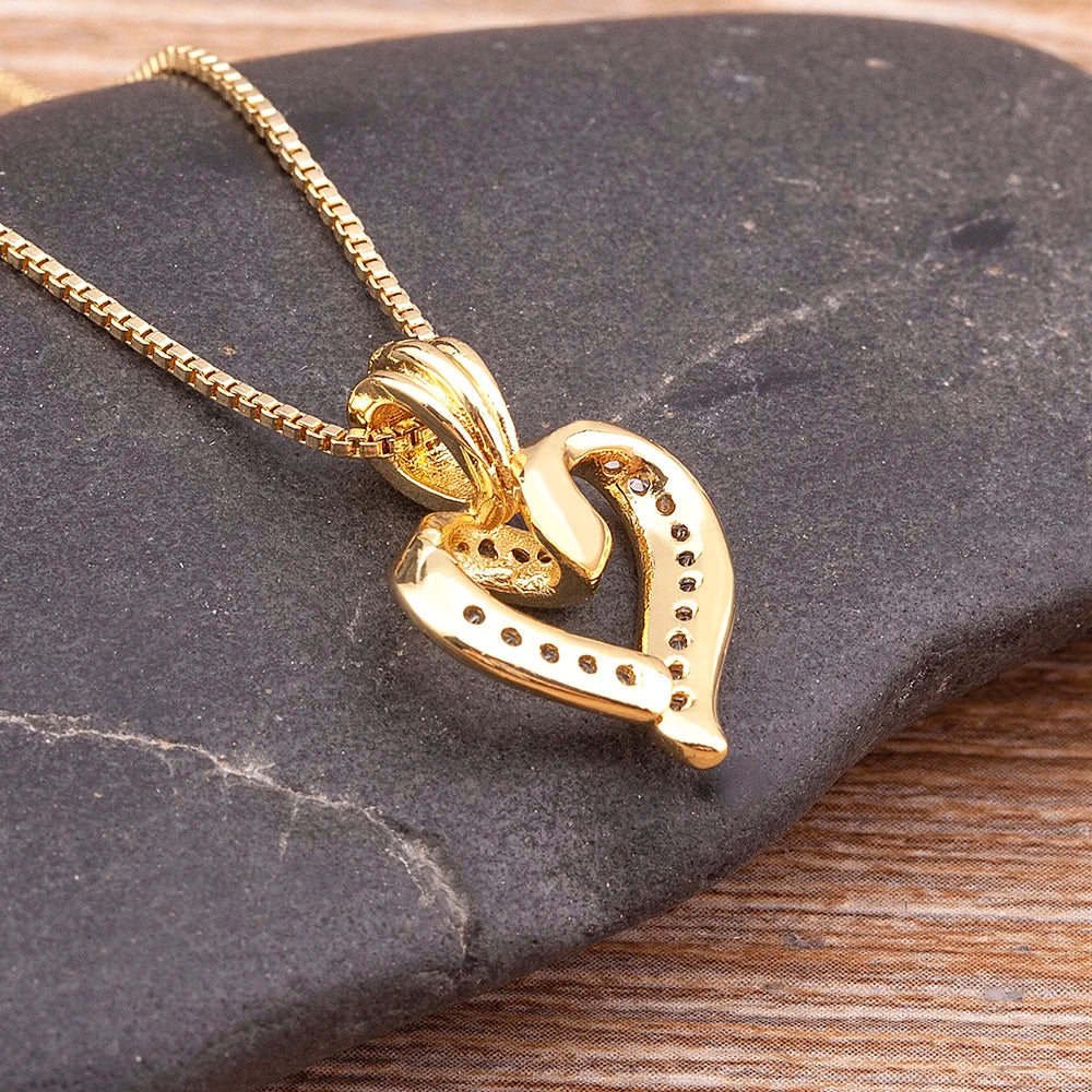 Spiral Design Heart Pendant Necklace for Women