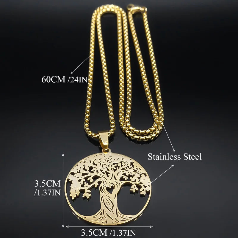 Aesthetic Tree of Life Love Heart Necklace