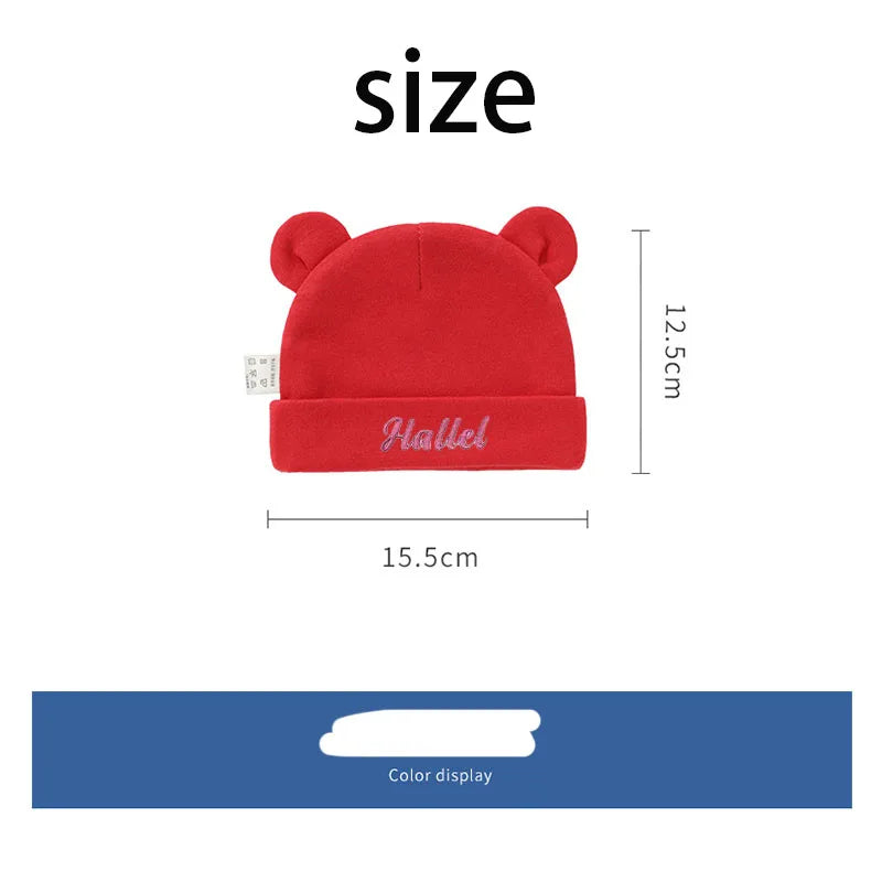 Personalized Baby Name Newborn Cotton Beanie with Ears for Boys or Girls 0-6M