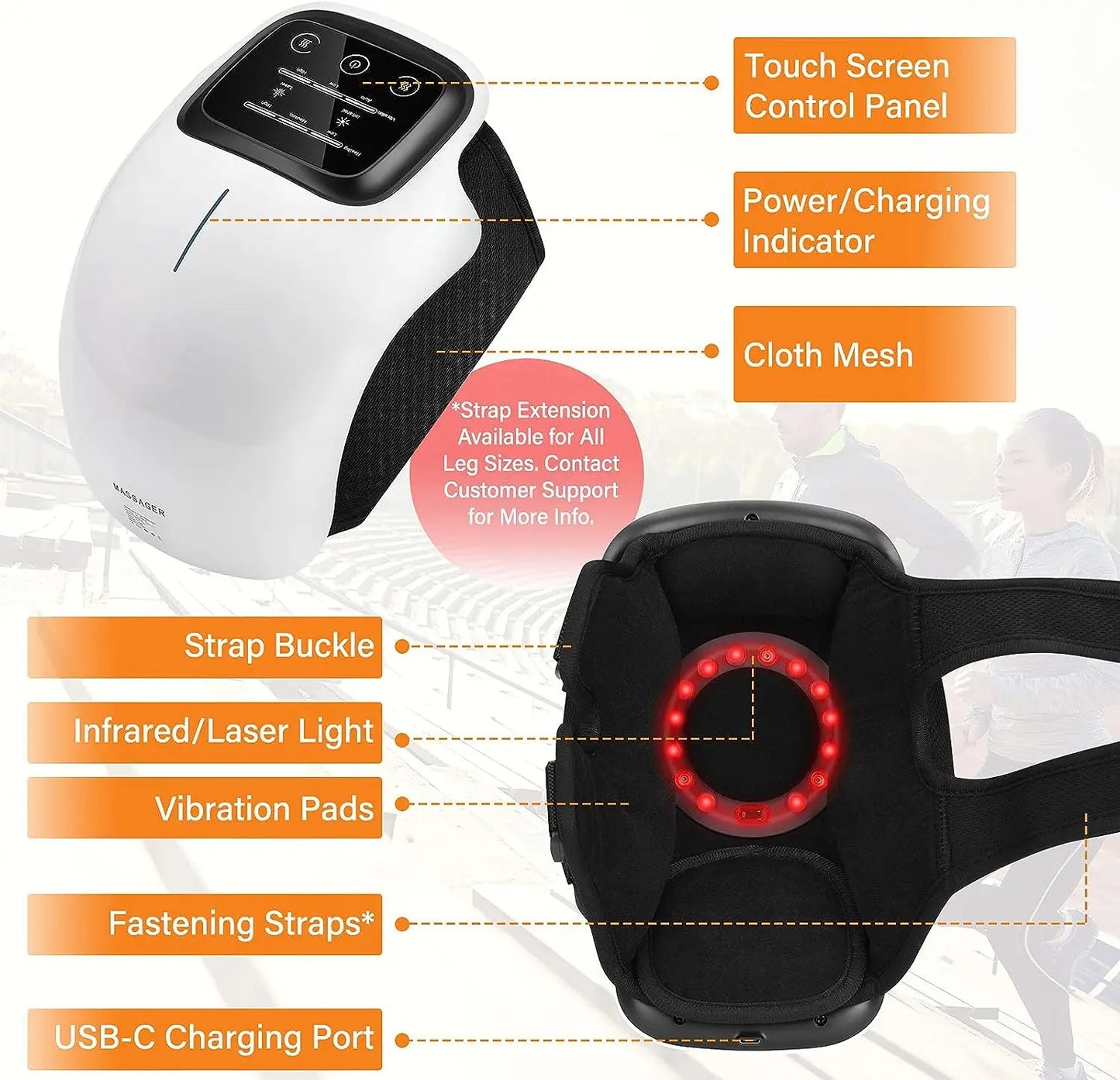 Knee Massager Infrared Heat and Vibration for Swelling Joints Stretched Ligament and Muscles Injuries