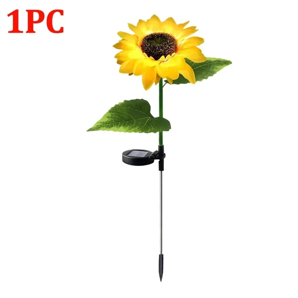 Sunflower Solar Lights Outdoor Decor 1/3 LED Sunflower Yellow Flower Lights Decorative For Patio Lawn Garden Pathway Decoration