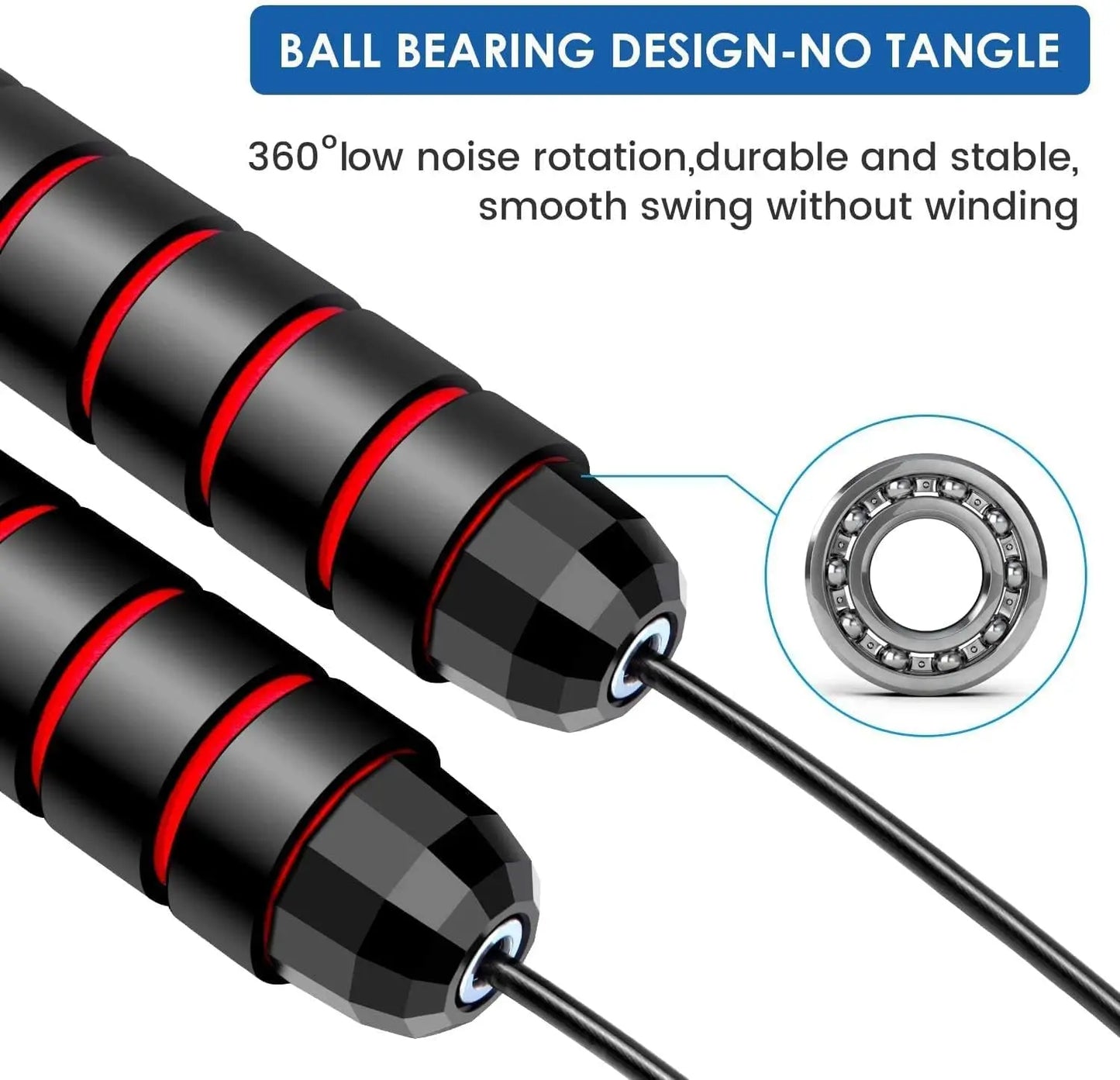 Ball Bearings Adjustable Tangle-Free Speed Wire Jump Rope with Foam Handles