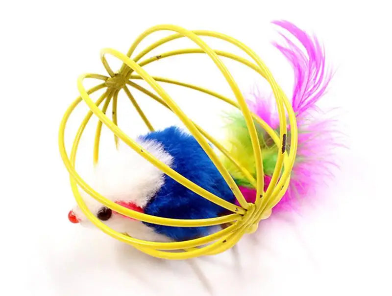 1pc Cat Toy Stick Feather Wand with Bell Mouse Cage Toys Random Color