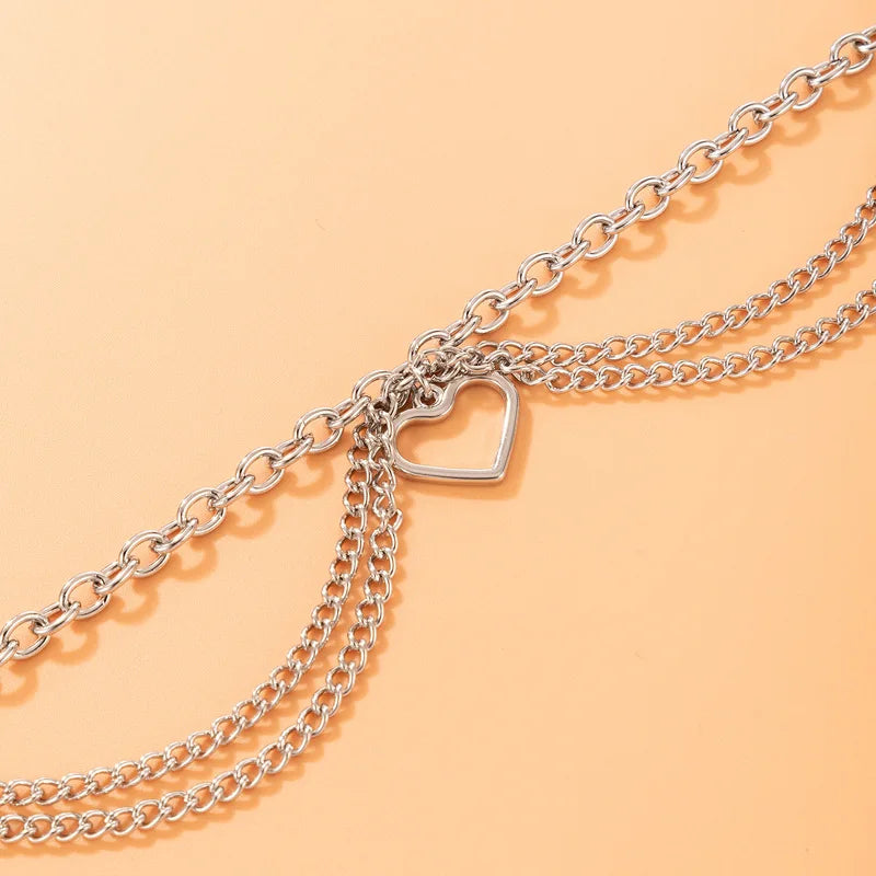 Sexy Multi-layer Anklet with a Starfish Heart Shell or snake