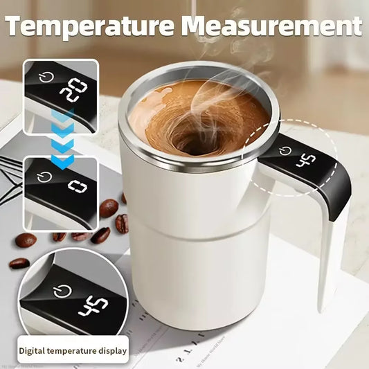 USB Rechargeable Smart Thermal Mug with Automatic Self Stirring Magnetic Mug Self Mixing Coffee Mug Food Safe LCD Screen