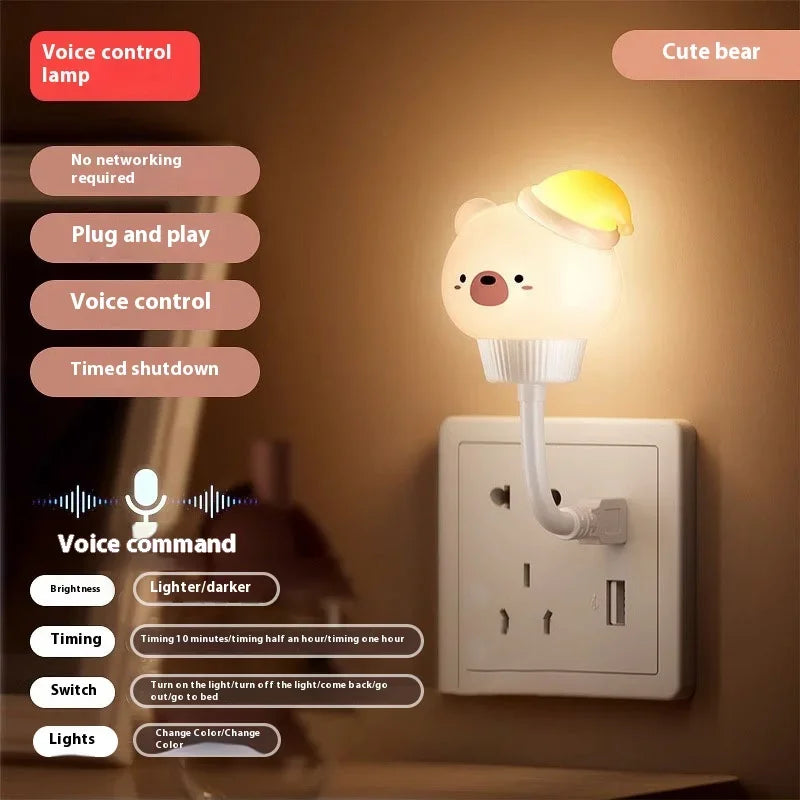 Smart Voice Control Moon Night Light USB Plug in