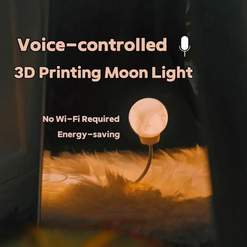 Small Desk Lamp Voice Activated Moon Table LED Lamp With Timer and 3 Lighting Adjustable USB-Powered