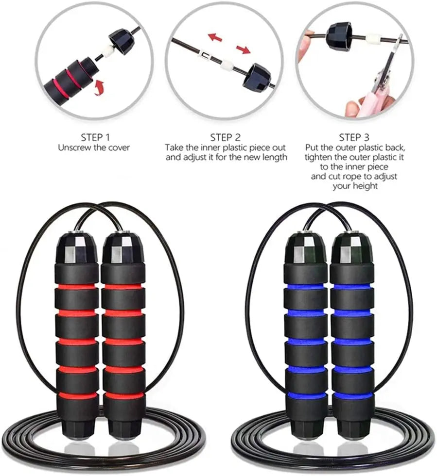 Ball Bearings Adjustable Tangle-Free Speed Wire Jump Rope with Foam Handles