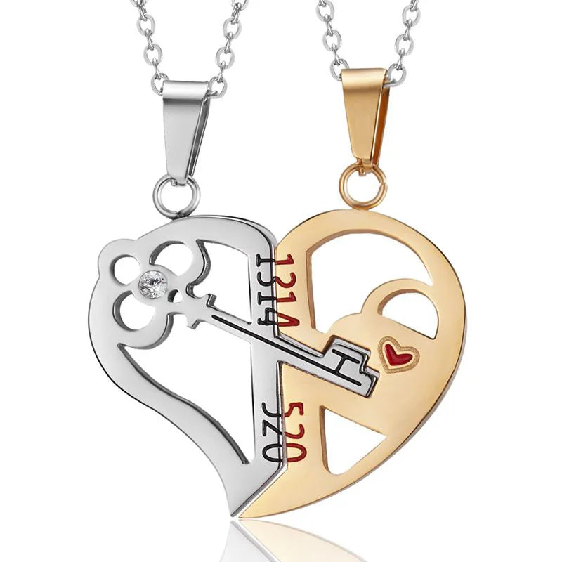 Quality Couple Pendant Necklace Electrocardiogram, Magnetic Heart