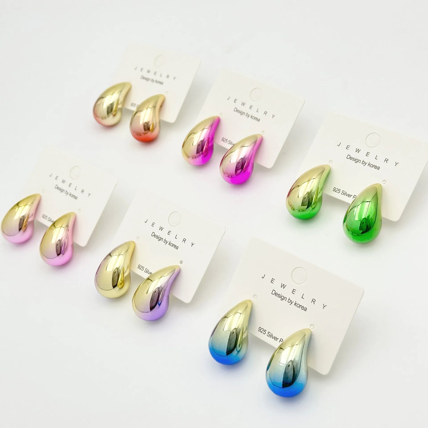 Thick Colorful Teardrop Earrings, Gradient Waterdrop Drop