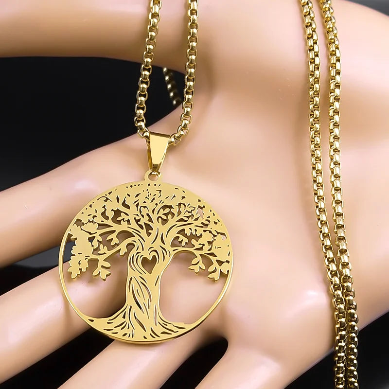 Aesthetic Tree of Life Love Heart Necklace