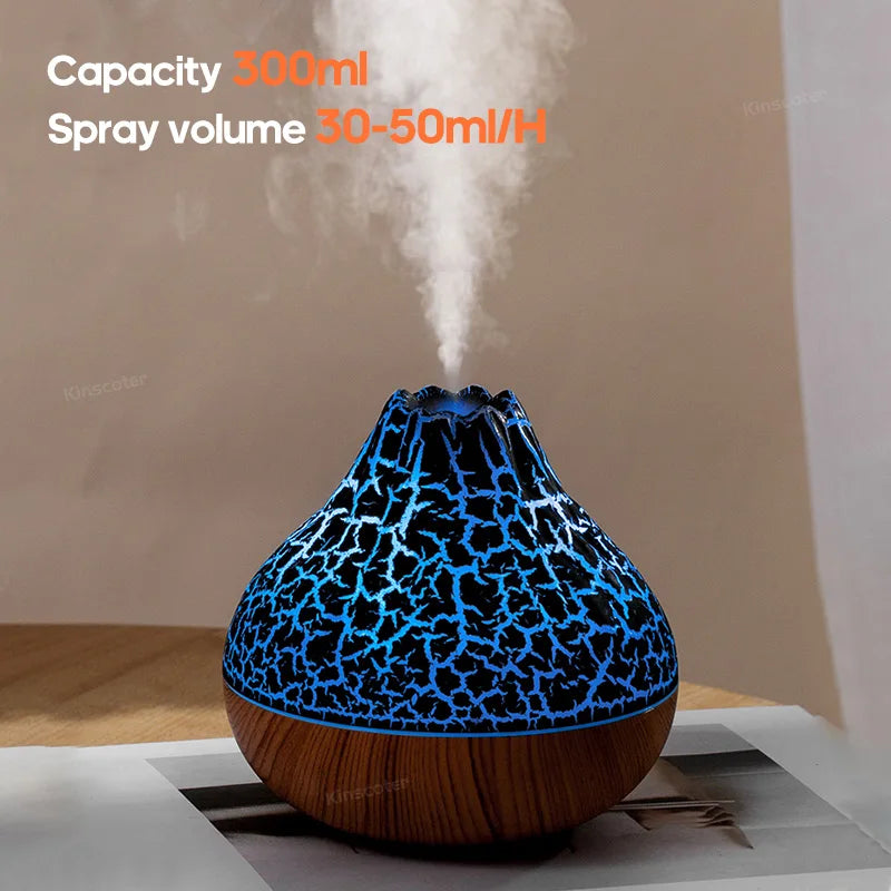 300ml Volcano Air Humidifier Desktop Electric USB Humidifier Air Freshener With 7 Colors Night