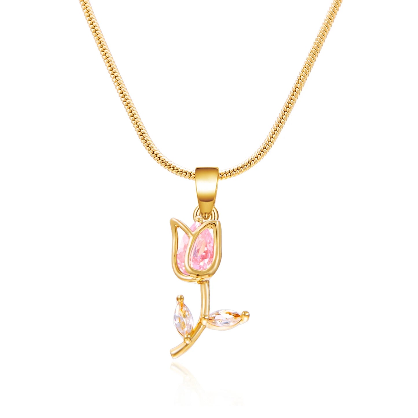 Light Luxury Tulip Flower Pendant Necklace