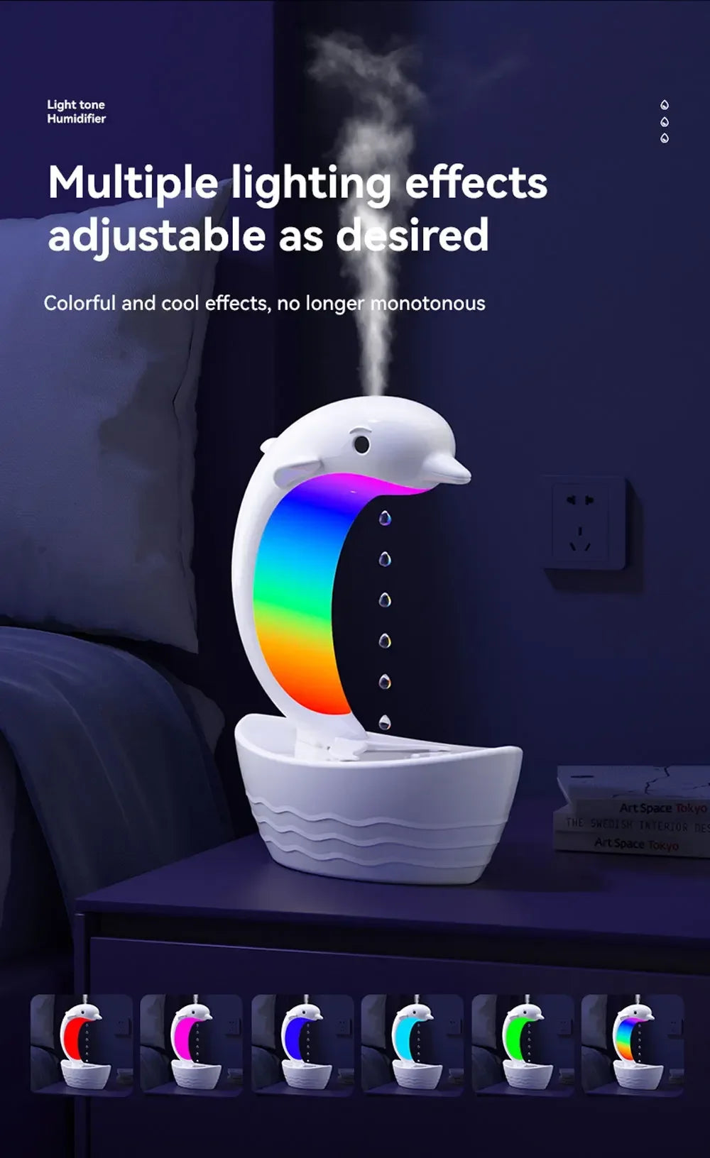 Desktop Dolphin Speaker Ambient Light Bass Bluetooth Speaker Home Anti-Gravity Humidifier